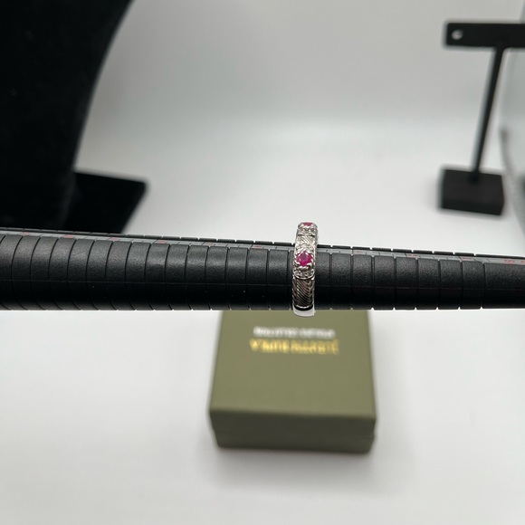 Judith Ripka Sterling Diamonique Ruby Ring Size 5 - Picture 9 of 11